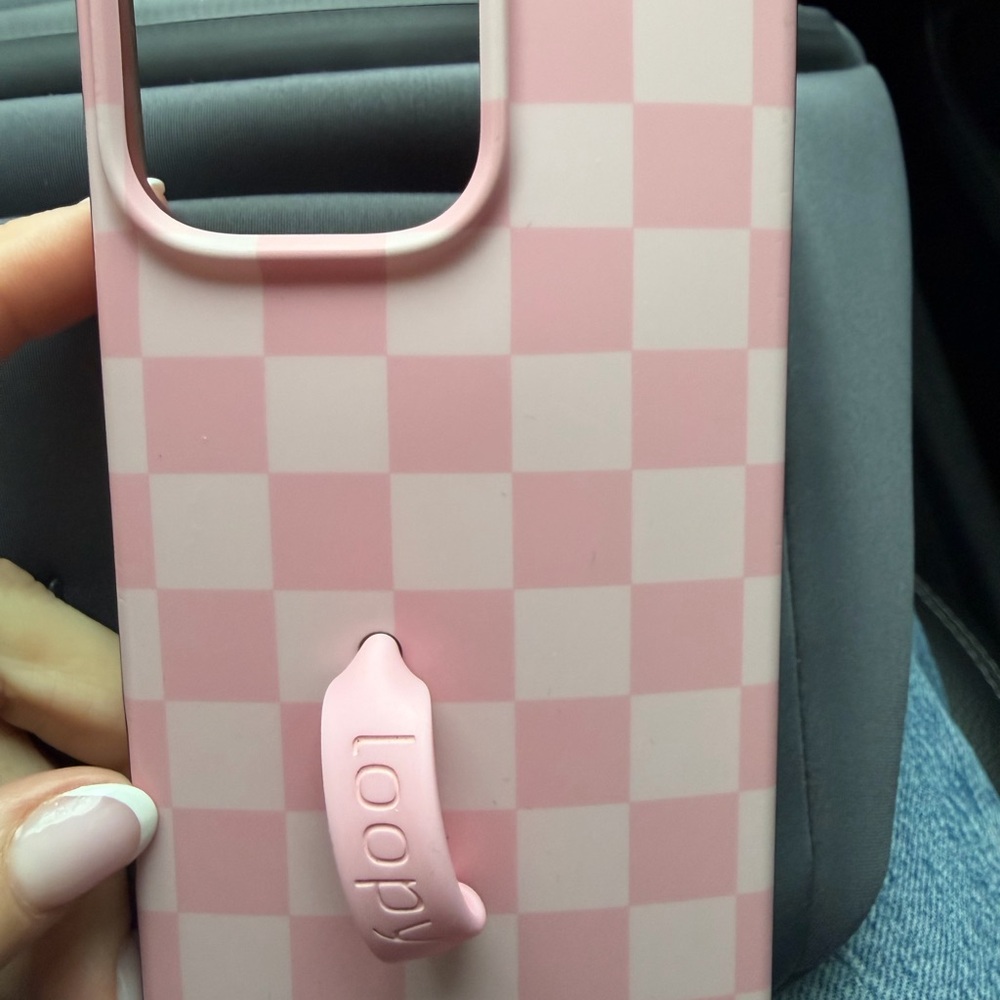 iPhone 16 Pro max Loopy Case Blush Checkered Phone Cover
